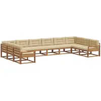vidaXL Buiten bank set 10 st Natuurlijk en Beige