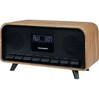 Thomson Radio-wekker met Bluetooth, Vintage Cosy, FM-radio, dubbele alarmfunctie, USB-C oplaadfunctie, 30W