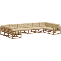 vidaXL Buiten bank set 10 st Natuurlijk en Beige