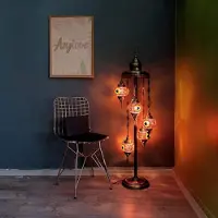 Halay Turkse lamp - vloerlamp met 5 mozaïek glazen - handgemaakt - multicolor - sfeervolle verlichting