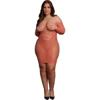 Le Désir - Mini jurk van netstof met lange mouwen - Plus Size Sunset Glow
