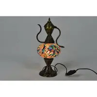 Halay Handgemaakte Turkse Ibrik-tafellamp in kleurrijke uitvoeringen – Oosterse karaf-nachtlamp, sfeerverlichting, 45 cm