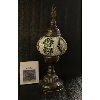 Halay Turkse sfeerlamp - handgemaakt mozaïek nachtlamp - E14 LED inbegrepen - groen en wit - uniek design