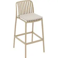 Goossens Barstoel Lygeke - Kunststof - bruin - 50 x 103 x 54 cm - Barstoel - inclusief kussen
