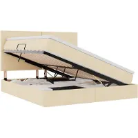 vidaXL LED opbergbed met matras Crème 180 x 200 cm Stof