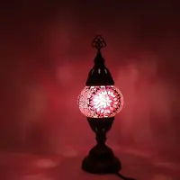 Halay Turkse Lamp - Mozaïek Lamp - Tafellamp - Marokkaanse Lamp - Oosterse Lamp - Recht model - Ø 12 cm - Hoogte 30 cm - Authentiek - Handmade - Kleurrijk -