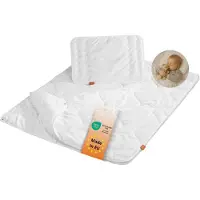 Sleepling babybeddenset - baby 4-seizoenen dekbed 100x135 en hoofdkussen 40x60 - ledikantset met dekbed en plat kussen - Made in EU - 100 x 135 cm - wit