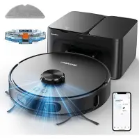 Teendow D65S MAX Robotstofzuiger met Dweilfunctie + Leegstation – 6000 Pa – LiDAR Laser Navigatie – tot 70 dagen automatisch legen – 220 min – App (Tuya) + Alexa/Google – Zwart