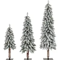 Northix Een set kunstkerstbomen met lichtjes en sneeuwvlokken, verkrijgbaar in 3 verschillende maten