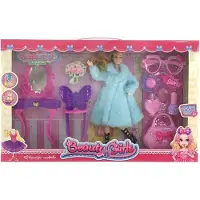 Halay modepop met teddyjas poppenmeubel kaptafel en beautyset kaptafel