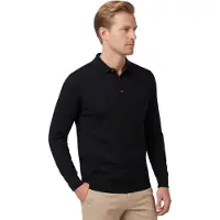 Profuomo polo lange mouw zwart
