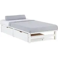 Homestyle4u Palletbed - 90x200 cm - Houten bed - met 2 bedkasten - Wit