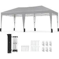 Northix Uitschuifbare paviljoen, 3 x 6 meter, met UV-bescherming, grijs