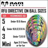 RAM Rugby Graffiti Fun Design Squad Trainer Rugbybal - Maat Mini - Voor kinderen en volwassenen - Clubkwaliteit Training Rugbybal - 3D-grip - Geweldig cadeau