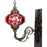 Halay Handgemaakte Turkse wandlamp in rood – Oosterse mozaïek, Marokkaanse lamp
