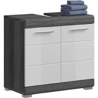 Ebuy24 Scout wastafel 2 deuren wit hoogglans, grijs.