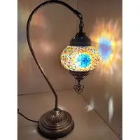 Halay Mozaïek Lamp - Tafellamp 15 cm - Hoogte 42 cm - Handgemaakt en kleurrijk design - E14 LED lamp inbegrepen