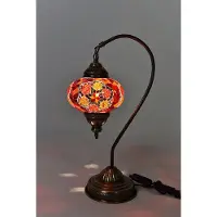 Halay Handgemaakte Turkse tafellamp, boogmodel, rood/wit – Oosterse mozaïeklamp voor sfeervolle verlichting