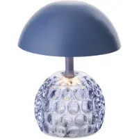 J-Line lamp Champignon - ijzer/glas - blauw - LED lichtjes