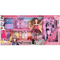 Halay Modepop met 10 jurken poppenmeubeltjes en beauty set verpakking 65x33x6