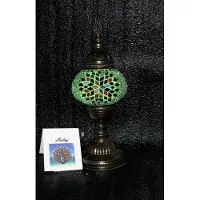 Halay Handgemaakte Turkse sfeerlamp groen met gekleurde Mozaïek nachtlamp Oosterse Sprookjes tafellamp