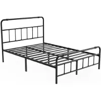 NaiZy Bedframe met Hoog Hoofdbord 140x200 cm Metalen Bedframe met Opbergruimte Metalen Bedframe voor Gastenbed Jeugdbed Tweepersoonsbed