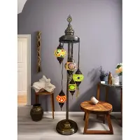Halay Vloerlamp - Staande Lamp - Multicolor - Handgemaakt - Mozaïek Design - Warmte en Sfeer