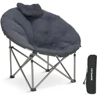 TRVLMORE Campingstoel - XL - Opvouwbaar - Incl. Draagtas - Kampeerstoel - Vlinderstoel - 150 kg draagvermogen - Grijs