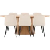 Ebuy24 Stjärnö eethoek tafel 90x200cm en 6 stoelen naturel, beige.