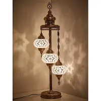 Halay Turkse vloerlamp - handgemaakt wit - 3 bollen - mozaïek glas - 100 cm hoog