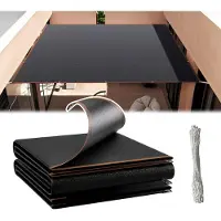 NaiZy canvas 3x3 m zonnezeil balkon zonder boren zonwerend tuindoek met 12 m touw & ogen, rechthoekig schaduwnet HDPE 150g/m² voor terrasbalkon