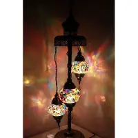 Halay Turkse Lamp - Vloerlamp - Mozaïek Lamp - 3 Bollen - Handgemaakt Multicolour Mix