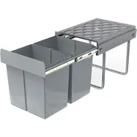 NaiZy afvalscheidingssysteem uittrekbare afvalemmer keuken 2-voudige afvalemmer inbouw onderkast met telescopische rails & deksel Afvalemmer voor afvalverwerking (2x15L)