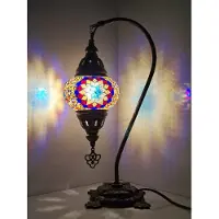 Halay Mozaïek Lamp - Tafellamp met zwanenhals - 1 stuk - Authentiek Turks glas en metaal