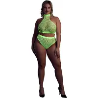 Ouch! Glow in the Dark Top met hoge Taille Slip - Groen