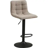 Hioshop Anea Barstoel – In Hoogte Verstelbaar – Stoffen Zitting met Metalen Frame – Modern Design - Grijs
