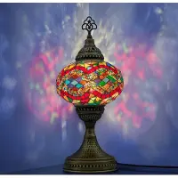 Halay Mozaiek Lamp - handgemaakte tafellamp - E14 - dik glas en messing basis - uniek design