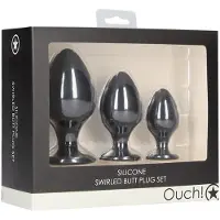 Ouch! - Swirled Butt Plug Set - Zwart
