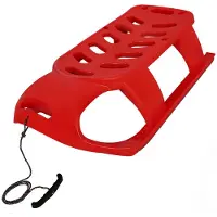 KOTARBAU Sneeuw Slee, Sneeuwschijf, Kunststof, 87x45x26 cm, Rood, Bobsleeën, Sneeuwglijder, Glijschotel, Kinderslee met Metalen Glijders en Trekkoord voor Rodelen