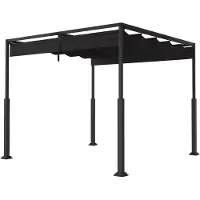 NaiZy Pergola 3x3 m Terrasoverkapping Waterdicht Stabiel Winterbestendig Paviljoen Tuinpaviljoen met Verstelbare Schaduwzones Zonwering voor Tuinpatio & Balkon, Zwart