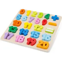 Woet New Classic Toys Houten Cijfers & Rekentekens Puzzel - Getallen 0 t/m 20 - Kleurrijk Rekenpuzzel Speelgoed - Educatief Leren Tellen - Peuterspeelgoed - Vanaf 24 Maanden
