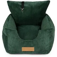Dogeste 2-in-1 hondenautostoel en hondenmand voor kleine honden, autotransporter auto, corduroy bekleding, afneembare hoes, kleur groen
