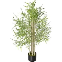NaiZy Kunstplanten 120 cm Hoog - Kunstplanten - Gesimuleerde Bamboe Met PE Boomstam & Plastic Bloempot - Plastic Groenblijvende Kamerplanten - Groene Set Voor Huisdecoratie (M)