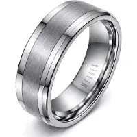 Mendes Wolfraam heren ring Geborstelde streep 8mm-18mm