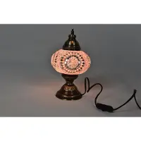 Halay Handgemaakte Turkse tafel lamp, roos in roze – Oosterse sfeerverlichting voor nachtkastje en decoratie