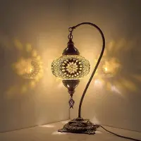 Halay Turkse tafellamp met een witte mozaïekbol van 12 cm - Oosterse lamp voor sfeervolle verlichting
