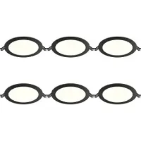 BES LED LED Downlight Inbouwspot Dimbaar 6 Stuks - Brinton Thin - 12W 1120lm 120° Bundelhoek - Natuurlijk Wit 4000K - IP40 - Rond - Zwart - Ø170mm Buitenmaat - Ø150mm Zaagmaat
