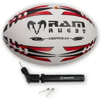 RAM Rugby Gripper Pro 2.0 Rugbybal – Maat 5 – Rood – 3D Grip – Met Minipomp