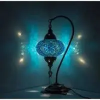 Halay Mozaïek Lamp - Tafellamp Blauw - Hoogte 42 cm - Diameter 19 cm - Handgemaakt en Authentiek