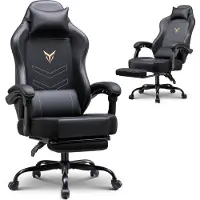 GTPLAYER TPLAYER - Gamingstoel Ergonomisch - Met Voetensteun en Hoofd Lendenkussen - Zwart